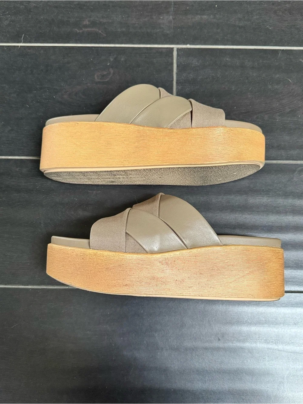 Lucky Brand Women's Taupe Platform Slide Sandals size 8